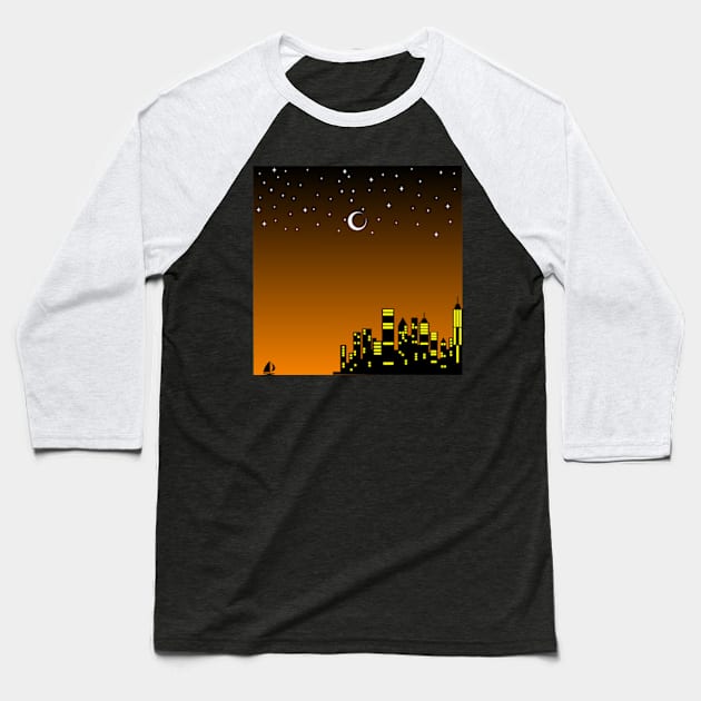 SKYLINE, SUNSET, STARS, CITY OF LIGHTS Baseball T-Shirt by RENAN1989